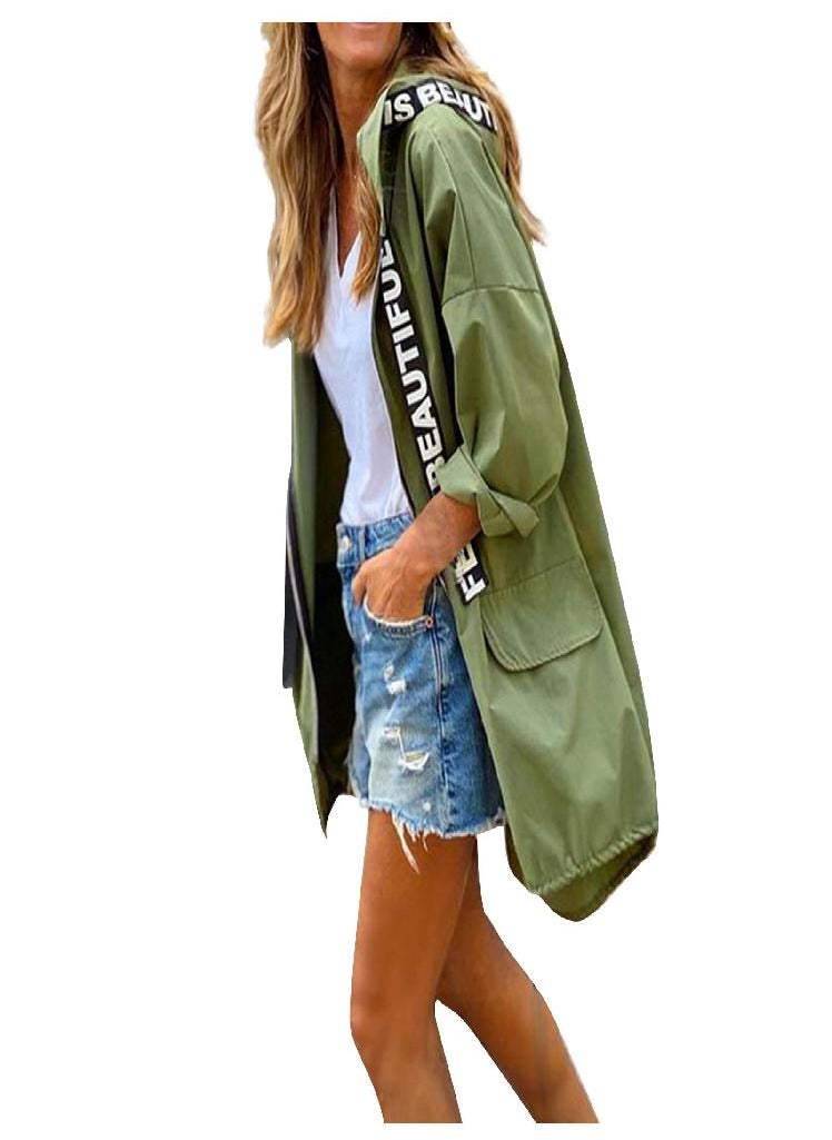 Eckek - Women's Solid Colour Loose Casual Temperament Hooded Mackintosh Cloth Windbreaker Jacket - Image 1