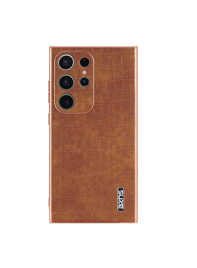 erorex Case For Samsung Galaxy S22 Ultra 5G Electroplated Frame Crocodile Texture Full Coverage Phone Case - Image 2