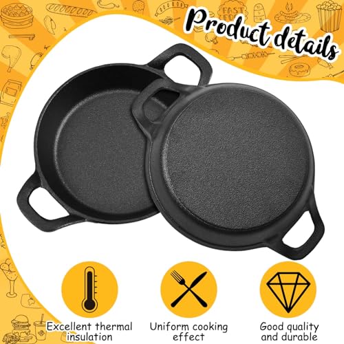 Ziliny Mini Cast Iron Skillets 6.3 x 6.3 x 1.5 Inch Cast Iron Pan Small Ramekin Set Black Casserole Dish Cookware Oven Safe Mini Skillets for Kitchen Indoor Outdoor Picnic (4 Pack) - Image 4