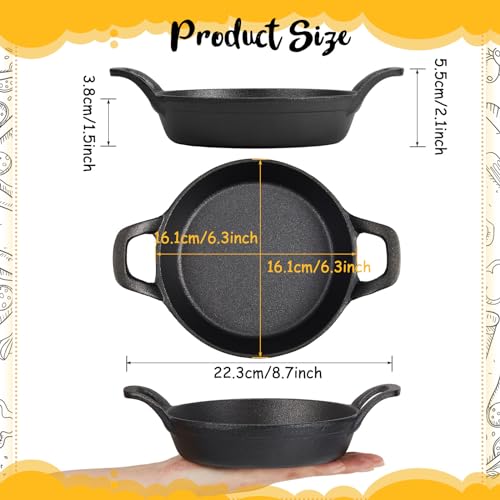 Ziliny Mini Cast Iron Skillets 6.3 x 6.3 x 1.5 Inch Cast Iron Pan Small Ramekin Set Black Casserole Dish Cookware Oven Safe Mini Skillets for Kitchen Indoor Outdoor Picnic (4 Pack) - Image 2