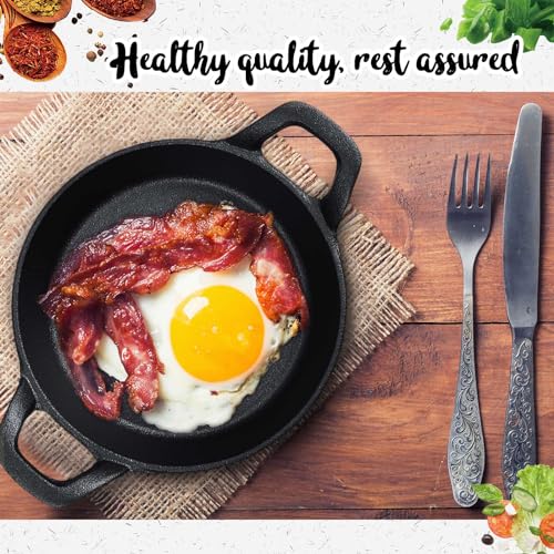 Ziliny Mini Cast Iron Skillets 6.3 x 6.3 x 1.5 Inch Cast Iron Pan Small Ramekin Set Black Casserole Dish Cookware Oven Safe Mini Skillets for Kitchen Indoor Outdoor Picnic (4 Pack) - Image 5