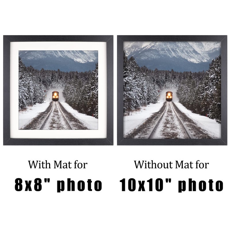 Toforevo 10x10 إطارات صور مربعة مجموعة من 6 إطار صورة للحبوب الخشبية الأسود لتصاعد الجدار أو عرض الطاولة - Image 2
