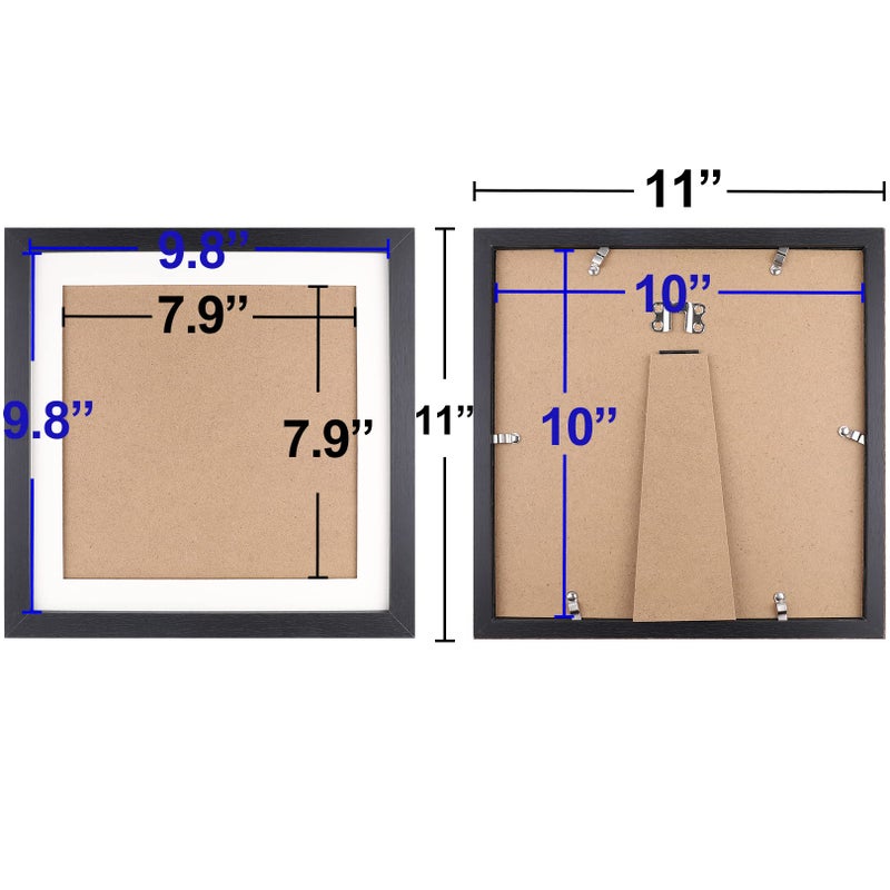Toforevo 10x10 إطارات صور مربعة مجموعة من 6 إطار صورة للحبوب الخشبية الأسود لتصاعد الجدار أو عرض الطاولة - Image 3