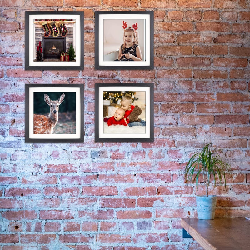 Toforevo 10x10 إطارات صور مربعة مجموعة من 6 إطار صورة للحبوب الخشبية الأسود لتصاعد الجدار أو عرض الطاولة - Image 5