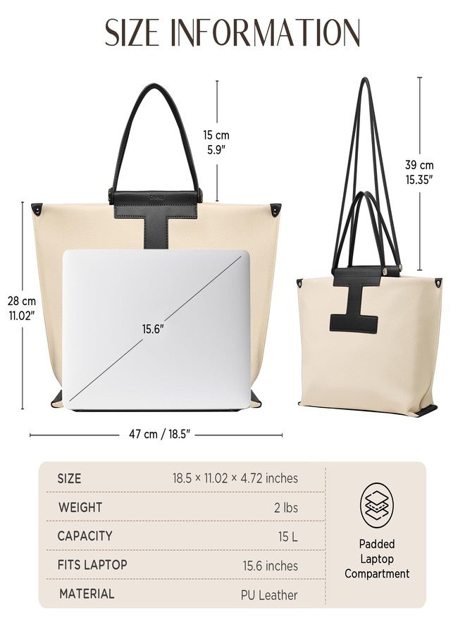 CHUNLI Laptop Tote for Women 15.6 Inch - Professional Work Bag & Structured Business Briefcase, Lightweight Canvas-Look Leather Computer Bag for Office, Teacher - Image 5