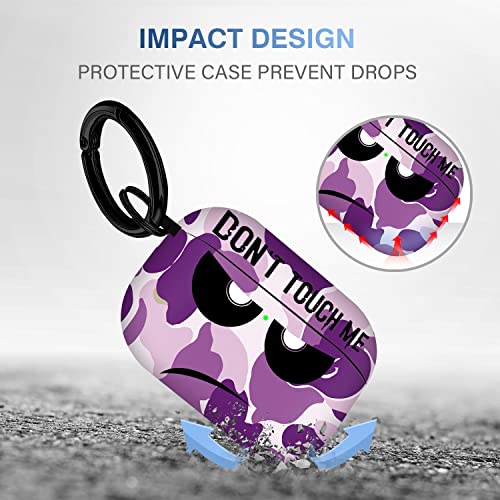 Youtec for Airpods Case, Don't Touch Me Cover with Keychain/Lanyard Soft Cute Shockproof for Women & Men, Compatible with Airpods Pro 2019 Charging Case (Purple) - Image 3