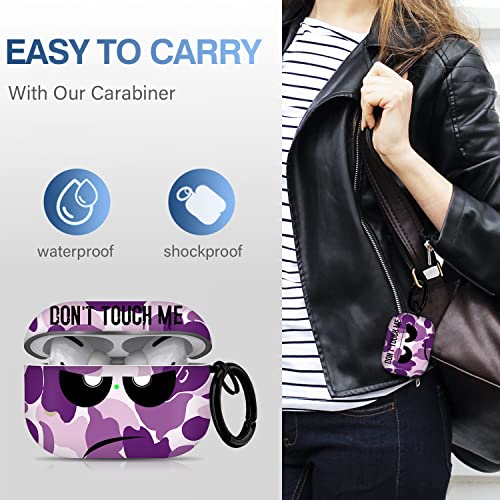 Youtec for Airpods Case, Don't Touch Me Cover with Keychain/Lanyard Soft Cute Shockproof for Women & Men, Compatible with Airpods Pro 2019 Charging Case (Purple) - Image 5