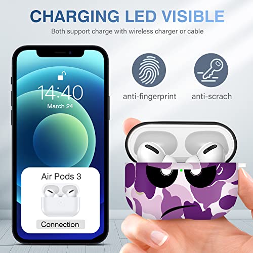 Youtec for Airpods Case, Don't Touch Me Cover with Keychain/Lanyard Soft Cute Shockproof for Women & Men, Compatible with Airpods Pro 2019 Charging Case (Purple) - Image 4