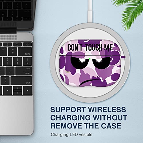 Youtec for Airpods Case, Don't Touch Me Cover with Keychain/Lanyard Soft Cute Shockproof for Women & Men, Compatible with Airpods Pro 2019 Charging Case (Purple) - Image 2