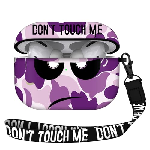 Youtec for Airpods Case, Don't Touch Me Cover with Keychain/Lanyard Soft Cute Shockproof for Women & Men, Compatible with Airpods Pro 2019 Charging Case (Purple) - Image 1