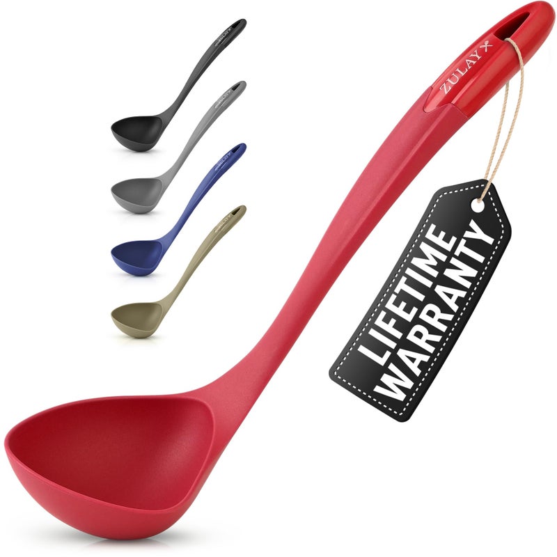 Zulay Kitchen Zulay Kitchen Soup Ladle  Ergonomic HeatResistant  Versatile for Serving Soup Chili Gravy  More  Red 