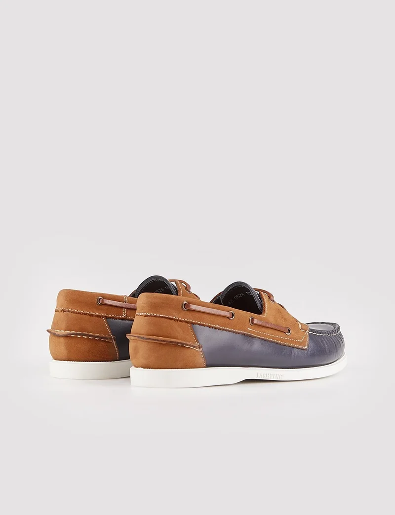 كاباني Leather Navy Blue Tan Men's Casual Shoes