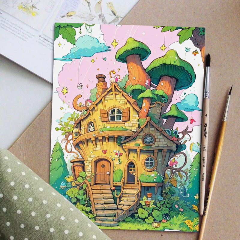 CKMOREL Coloring Book for Women Spiral Bound, Lay Flat While Coloring Adult Coloring Book One Sided Design Gift for Adult to Relax and Relieve Anxiety The Enchanted Cottage - Image 5