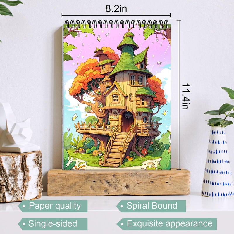CKMOREL Coloring Book for Women Spiral Bound, Lay Flat While Coloring Adult Coloring Book One Sided Design Gift for Adult to Relax and Relieve Anxiety The Enchanted Cottage - Image 3