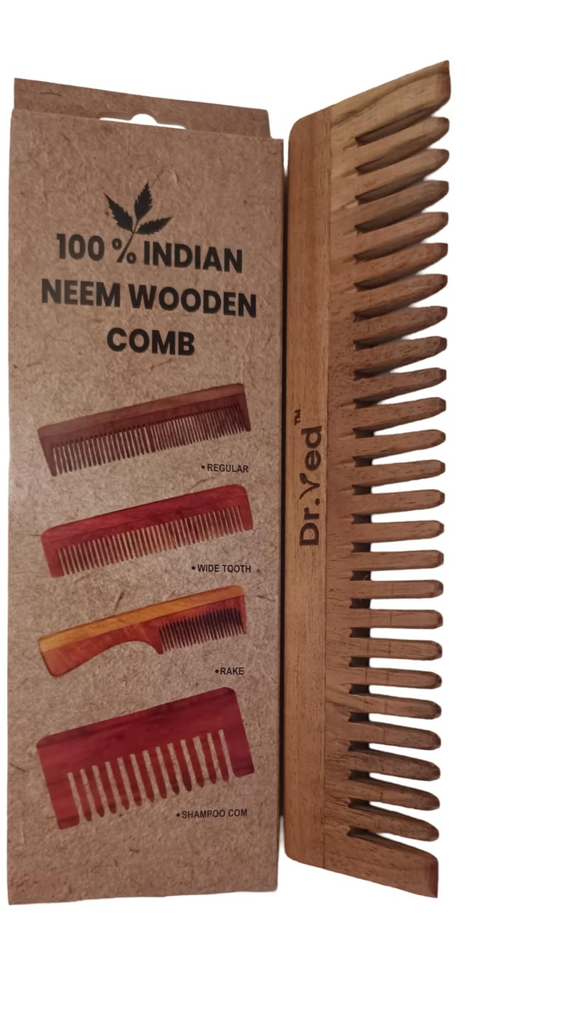 Dr. Ved Dr.Ved Neem Wood Combs (Set of 3) | Natural Hair Care | Anti-Static, Detangling & Scalp Stimulation | Handcrafted Eco-Friendly Neem Wooden Combs for All Hair Types - Image 2