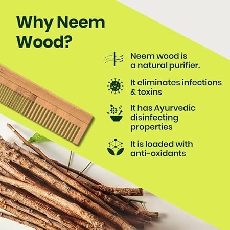 Dr. Ved Dr.Ved Neem Wood Combs (Set of 3) | Natural Hair Care | Anti-Static, Detangling & Scalp Stimulation | Handcrafted Eco-Friendly Neem Wooden Combs for All Hair Types - Image 5