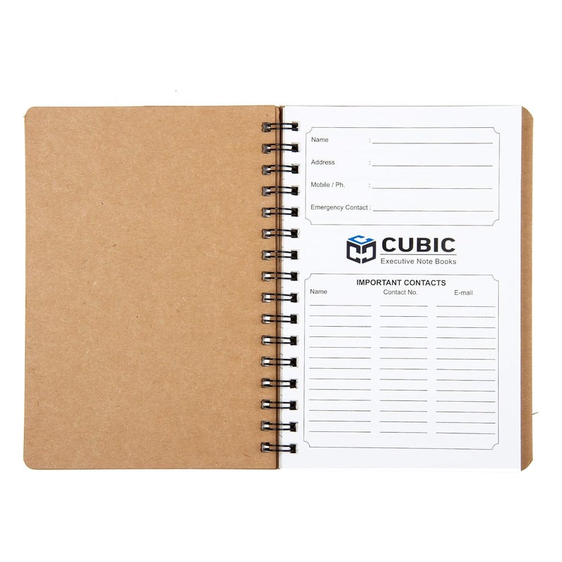 CUBIC ECO A5 Spiral Notebook – 160 Ruled Pages | Eco-Friendly Kraft Cover | Premium Wiro Bound Notebook for Office, School & Personal Use (Blue) - Image 3