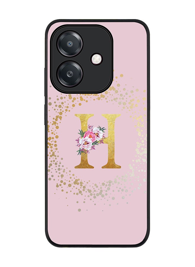Stylizedd For Oppo A5i Case,Slim fit Camera Protection, Shockproof Thin Phone cover  - Custom Monogram Floral - H  (Pink )