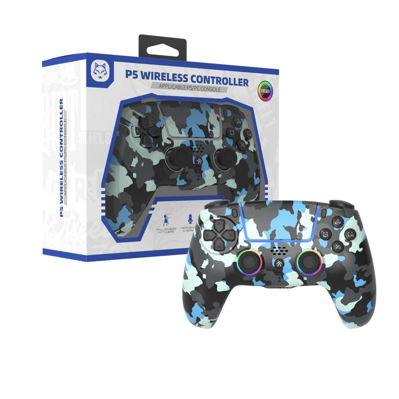 وحدة تحكم PS5 لاسلكية مع مشغل هول وضوء RGB