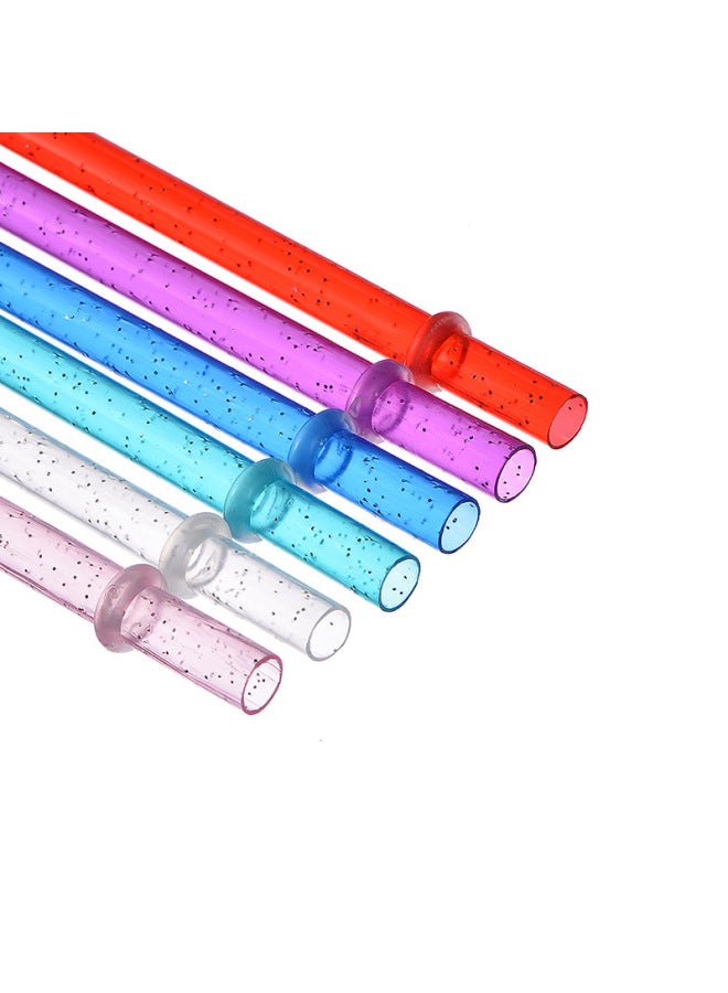 Spot Cross-border Thick Hard Straw Silver Powder Color With Ring Straw Reusable Double Cup Straw With Brush-Color:Color 12 1 Brush-Specifications:Silver Powder Belt Ring 23cm  - Image 3