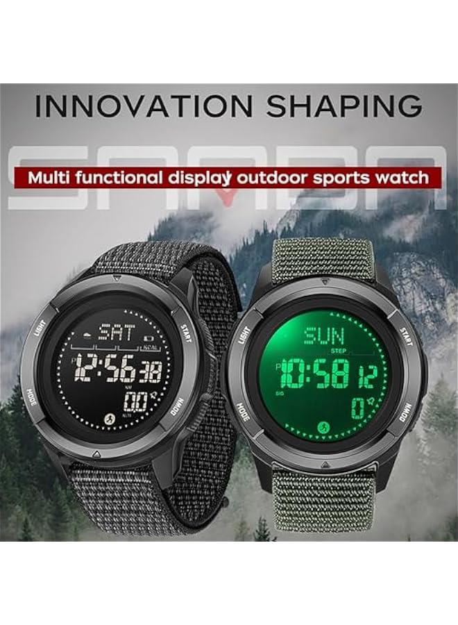 Compass Tactical Watches for Men Women with Metronome Step Counter Countdown Dual Time Alarm Stopwatch Rubber Strap Lightweight Digital Waterproof Watch Orange - Image 3