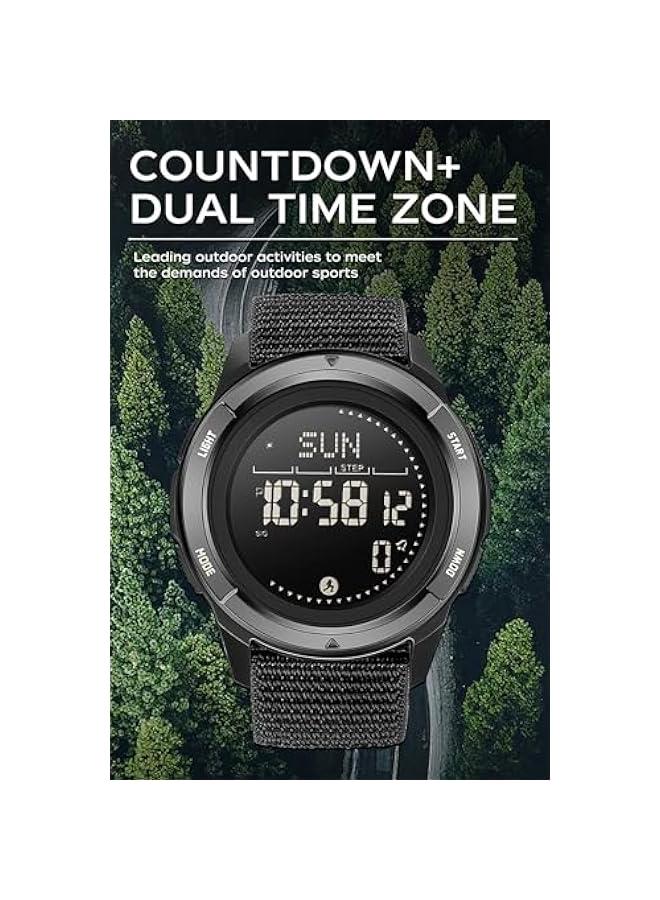 Compass Tactical Watches for Men Women with Metronome Step Counter Countdown Dual Time Alarm Stopwatch Rubber Strap Lightweight Digital Waterproof Watch Orange - Image 4