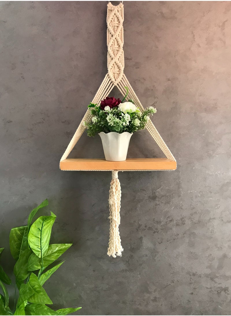 ماركة غير محددة رف خشب مكرمية 80*33*14سم  - Image 1