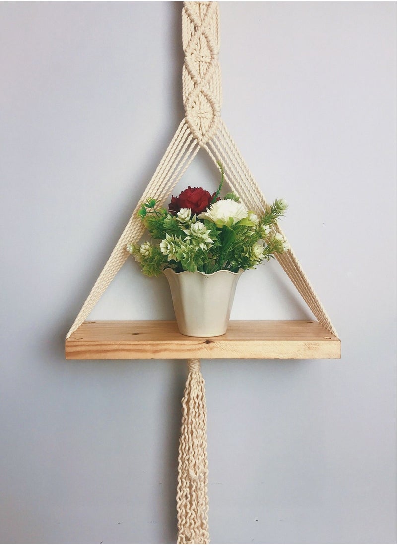 ماركة غير محددة رف خشب مكرمية 80*33*14سم  - Image 2