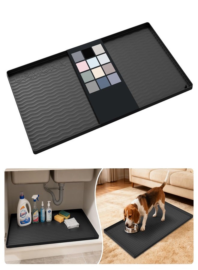 URMONA Waterproof Silicone Under Sink Mat Shelf Liner for Kitchen and Bathroom, Cabinet and Counter Protector, Storage & Organizers, Litter Mat(Black,48 W x 86 L cm) - Image 1