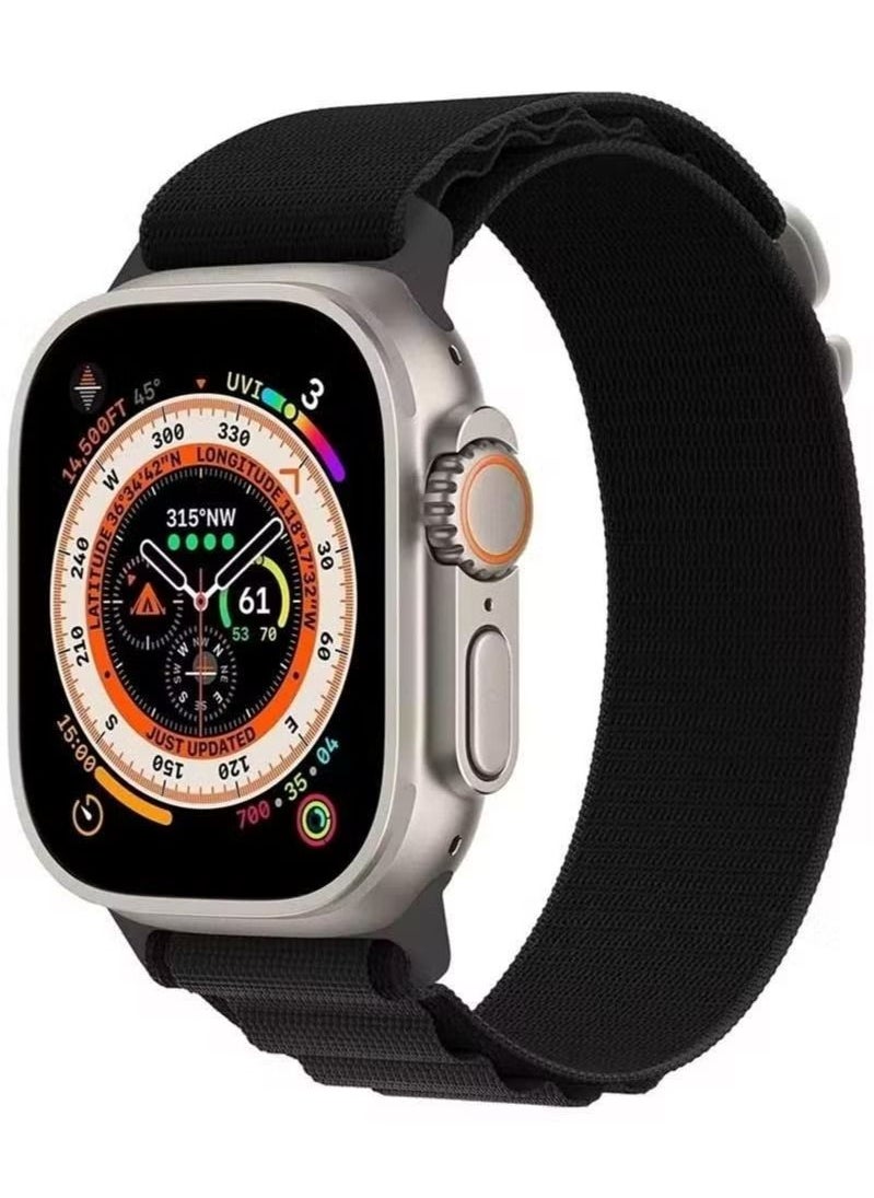 Zaboon - Alpine Loop For Apple Watch Band Series 8 42mm 44mm 45mm 49mm Nylon Sports Solo Loop Stretch Woven Straps For iWatch Series 8/7/6/5/4/3/2/1/SE/Ultra - Black - Image 1