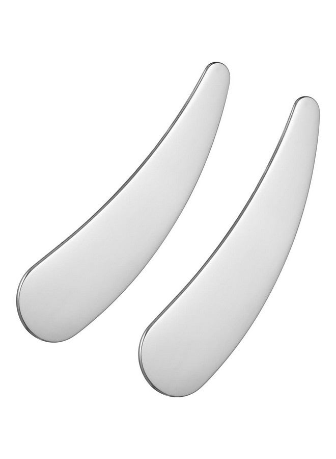 minkissy Makeup Spatula Small Metal Cosmetic Spatula Stainless Steel Handheld Cream Spatula Skincare Accessories for Mixing And Sampling Skin Care Creams, Eye Cream, Essences 2Pcs - Image 1