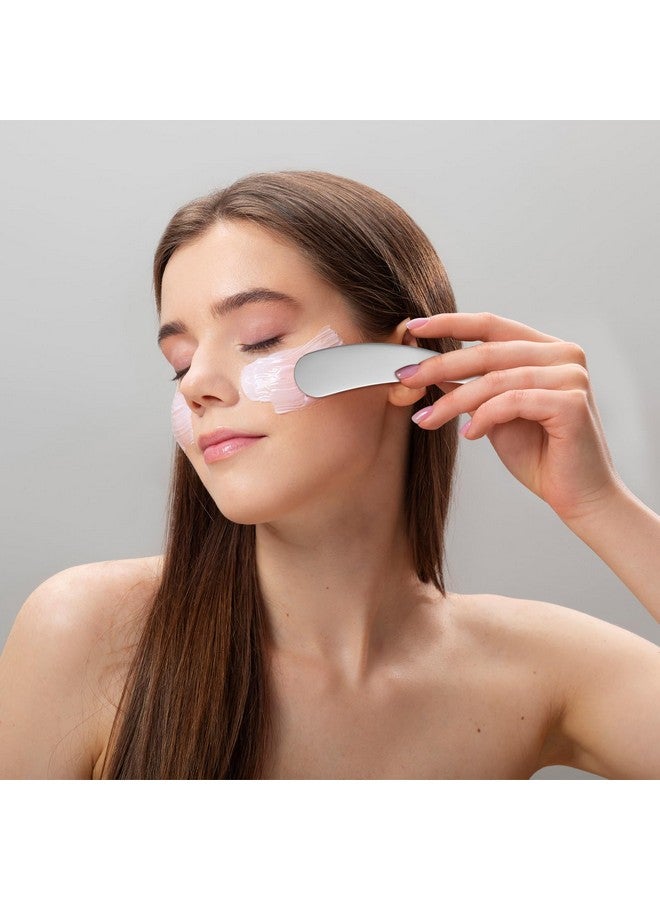 minkissy Makeup Spatula Small Metal Cosmetic Spatula Stainless Steel Handheld Cream Spatula Skincare Accessories for Mixing And Sampling Skin Care Creams, Eye Cream, Essences 2Pcs - Image 3
