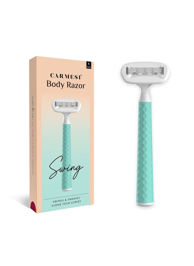 Carmesi Women Body Hair Removal Razor - Painless & Hassle Free Shave - 2 Way Pivot - Aloe Vera Vit E - Smooth 5-Blade Precision - Safe Hygienic  - Diamond Texture Handle - 1 Pc (Aqua Delight) - pzsku/Z68AC0645988AA5965322Z/45/_/1690800648/966ae5cb-d417-44ed-9fba-e6e5ae30b17e
