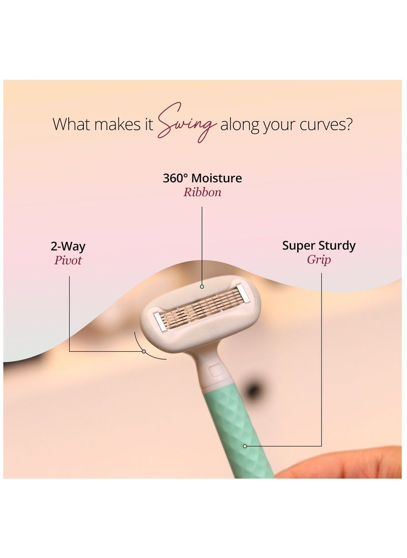 Carmesi Women Body Hair Removal Razor - Painless & Hassle Free Shave - 2 Way Pivot - Aloe Vera Vit E - Smooth 5-Blade Precision - Safe Hygienic  - Diamond Texture Handle - 1 Pc (Aqua Delight) - pzsku/Z68AC0645988AA5965322Z/45/_/1690800649/f91a6654-db2b-40b0-a128-a7805e7964d4