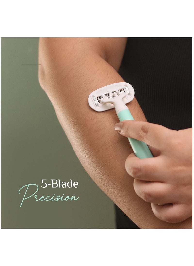 Carmesi Women Body Hair Removal Razor - Painless & Hassle Free Shave - 2 Way Pivot - Aloe Vera Vit E - Smooth 5-Blade Precision - Safe Hygienic  - Diamond Texture Handle - 1 Pc (Aqua Delight) - pzsku/Z68AC0645988AA5965322Z/45/_/1690800650/a4b8f9c0-b90b-4f8e-92ec-c22183c984de