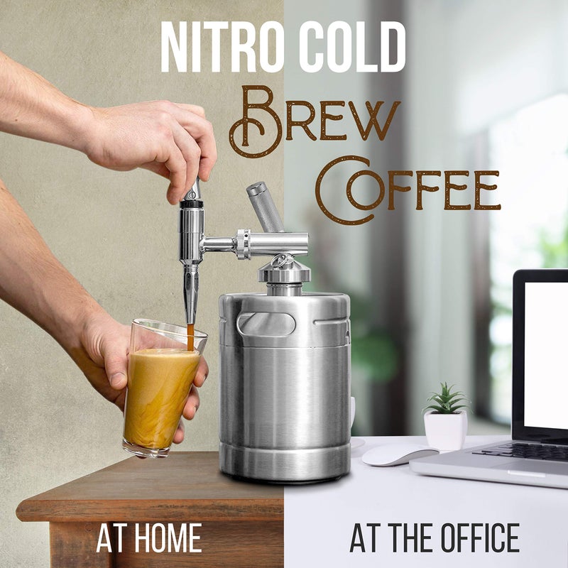 NutriChef Nitro Cold Brew Coffee Maker - Home Brew Coffee Keg, Nitrogen Coffee Machine Dispenser System w/ Pressure Relieving Valve Kit & Stout Creamer Faucet, Stainless steel - NutriChef NCNTROCB10 - Image 4