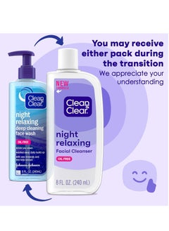 Clean & Clear Clean & Clear Night Relaxing Oil-Free Deep Cleaning Face Wash with Deep Sea Minerals & Sea Kelp Extract, For All Skin Types, 8 fl. oz (Pack of 2)  - Image 2