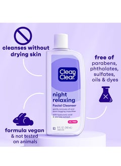 Clean & Clear Clean & Clear Night Relaxing Oil-Free Deep Cleaning Face Wash with Deep Sea Minerals & Sea Kelp Extract, For All Skin Types, 8 fl. oz (Pack of 2)  - Image 5