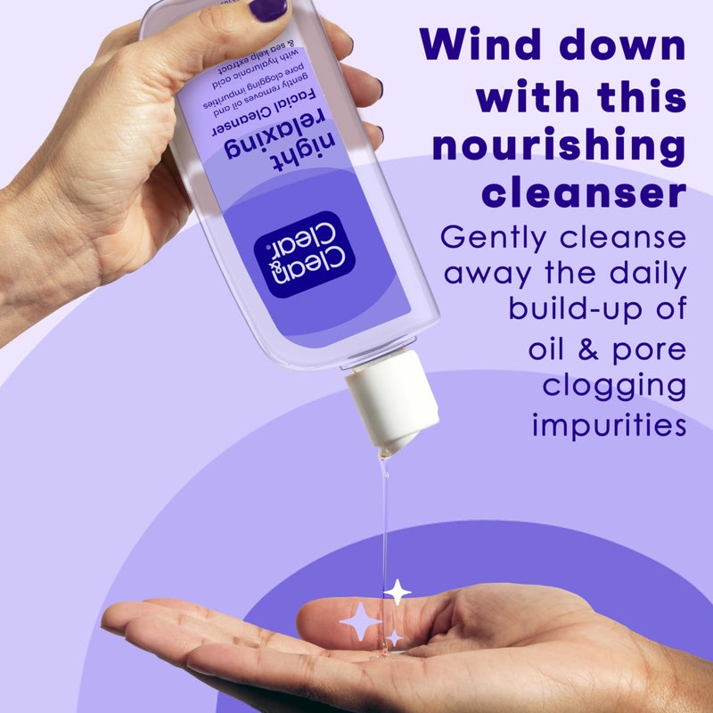 Clean & Clear Night Relaxing Oil-Free Deep Cleaning Face Wash with Deep Sea Minerals & Sea Kelp Extract, For All Skin Types, 8 fl. oz (Pack of 2) - Image 3