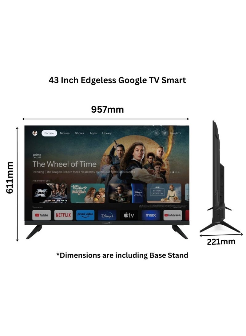 VIDEOCON 43 Inch Edgeless FHD Google TV Smart TV and 2.0CH Combo E43ELGT1100+Soundbar Black - Image 5