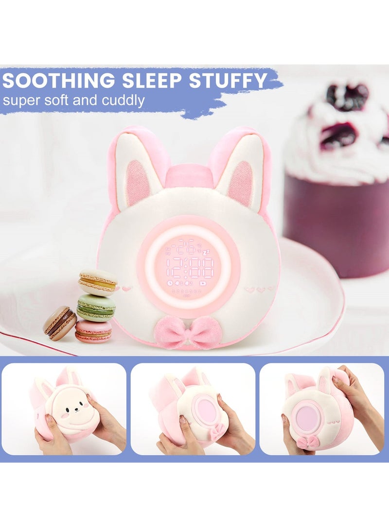 SYOSI Bunny Plush Alarm Clock Night Light, Cute Stuffed Animal with LED Display Clock and Adjustable Light, Ideal Gift for Kids, Teens, Girls, Women, Kawaii Birthday Present  - Image 2