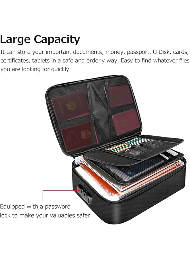 إيروريكس حقيبة تخزين ملفات مقاومة للحريق مكونة من 3 طبقات مع سحاب مقاوم للماء وحقيبة تنظيم منزلية آمنة للسفر والكمبيوتر المحمول والملفات - Image 5