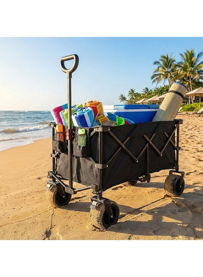 Egardenkart عربة قابلة للطي - 150 كجم | عربة ثقيلة للتسوق، التخييم، الشاطئ، النزهات | عربة تسوق بمقبض قابل للتعديل وعجلات 360° | عربة تخييم متعددة الاستخدامات - Image 2