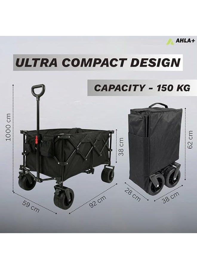 Egardenkart عربة قابلة للطي - 150 كجم | عربة ثقيلة للتسوق، التخييم، الشاطئ، النزهات | عربة تسوق بمقبض قابل للتعديل وعجلات 360° | عربة تخييم متعددة الاستخدامات - Image 5