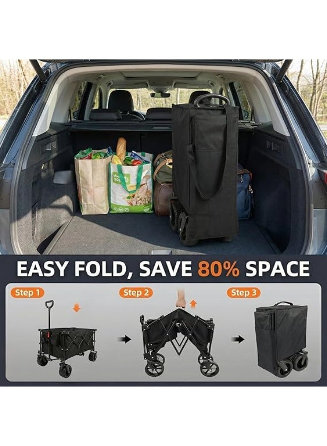 Egardenkart عربة قابلة للطي - 150 كجم | عربة ثقيلة للتسوق، التخييم، الشاطئ، النزهات | عربة تسوق بمقبض قابل للتعديل وعجلات 360° | عربة تخييم متعددة الاستخدامات - Image 4