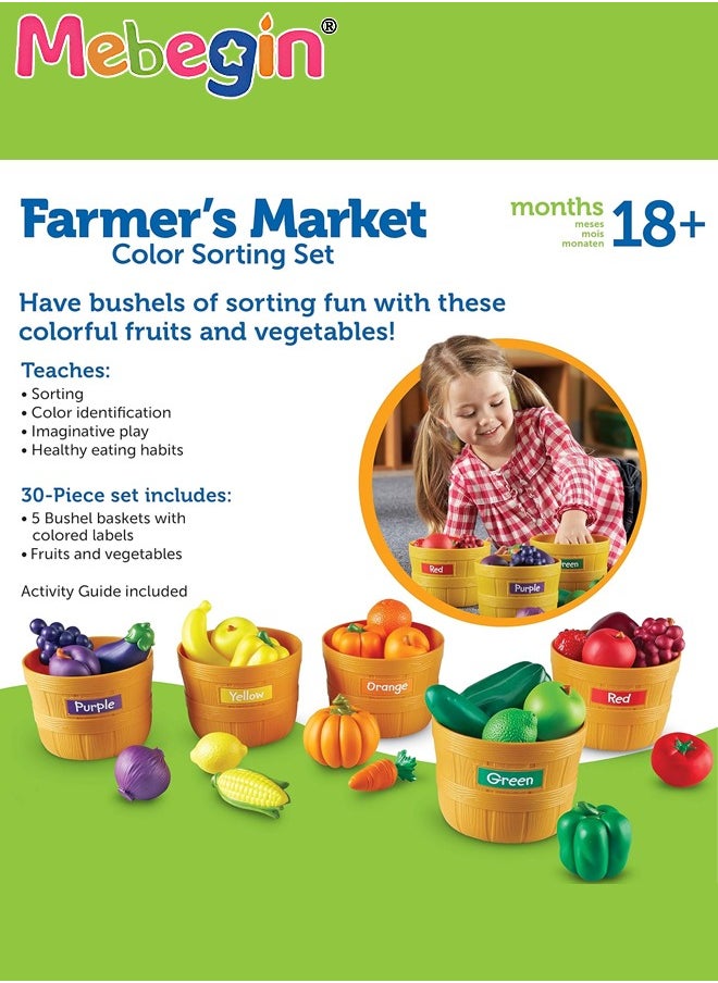 MEBEGIN Color Sorting Toys, Play Food Set for Toddlers, Colors Fruits Vegetables Sorting Toys, Cutting Food Toy for Preschool Activities, Pretend Play Kitchen Accessories for Kids, Toddler Learning Toys for Fine Motor Skills and Sensory Cognition, Daycare Educational Toys, Ideal Gift for Kids  - Image 2