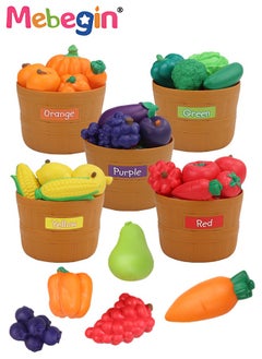 MEBEGIN Color Sorting Toys, Play Food Set for Toddlers, Colors Fruits Vegetables Sorting Toys, Cutting Food Toy for Preschool Activities, Pretend Play Kitchen Accessories for Kids, Toddler Learning Toys for Fine Motor Skills and Sensory Cognition, Daycare Educational Toys, Ideal Gift for Kids  - Image 1