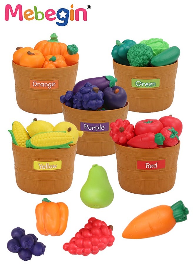 MEBEGIN Color Sorting Toys, Play Food Set for Toddlers, Colors Fruits Vegetables Sorting Toys, Cutting Food Toy for Preschool Activities, Pretend Play Kitchen Accessories for Kids, Toddler Learning Toys for Fine Motor Skills and Sensory Cognition, Daycare Educational Toys, Ideal Gift for Kids  - Image 1