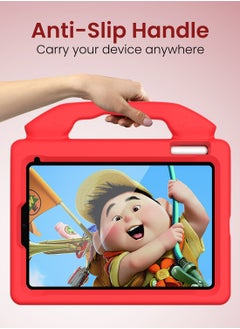 Moxedo Moxedo Shockproof Protective Case Cover Lightweight Convertible Handle Kickstand for Kids with Pencil Holder  Compatible for iPad Mini 6 - Red  - Image 3