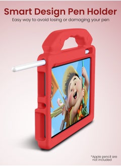 Moxedo Moxedo Shockproof Protective Case Cover Lightweight Convertible Handle Kickstand for Kids with Pencil Holder  Compatible for iPad Mini 6 - Red  - Image 5